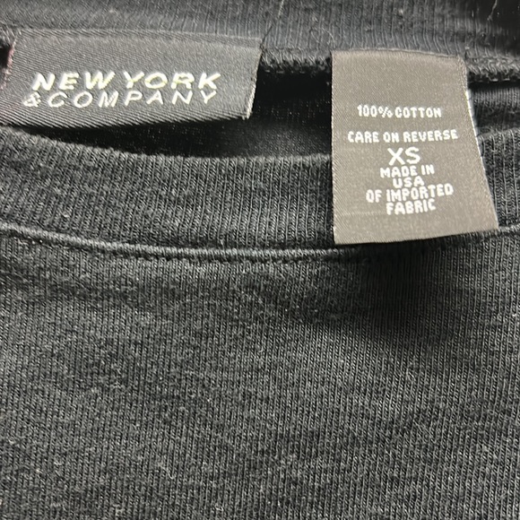 New York and Company, 100% cotton, black three-quarter sleeve top - Picture 2 of 5